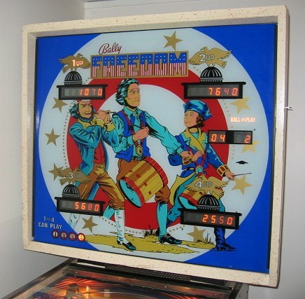 Freedom is a pinball machine designed by Bally, released in 1976. It was released in two versions: an electro-mechanical (EM) version and a solid-state (SS) version, both featuring patriotic themes to commemorate the bicentennial of the United States.