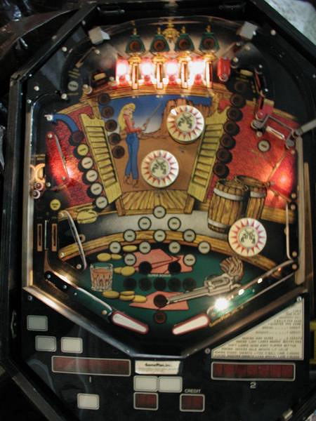 Lady Sharpshooter is a themed pinball machine released by Game Plan in 1985. It features a Western shootout theme with engaging playfield design and artwork typical of the era.