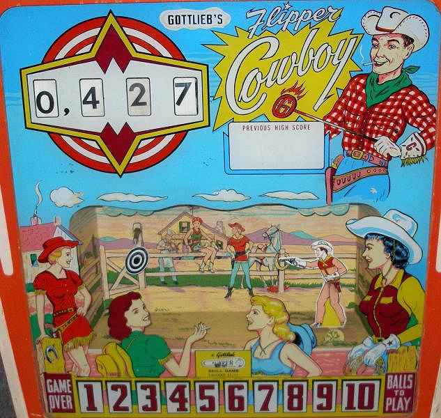 Flipper Cowboy is a classic electromechanical pinball machine produced by Gottlieb in 1962.
