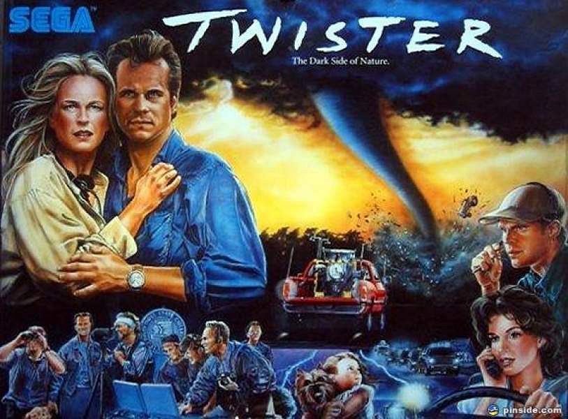 Twister is a 1996 pinball machine released by Sega Pinball, based on the film of the same name. It features fast-paced gameplay with a tornado theme.