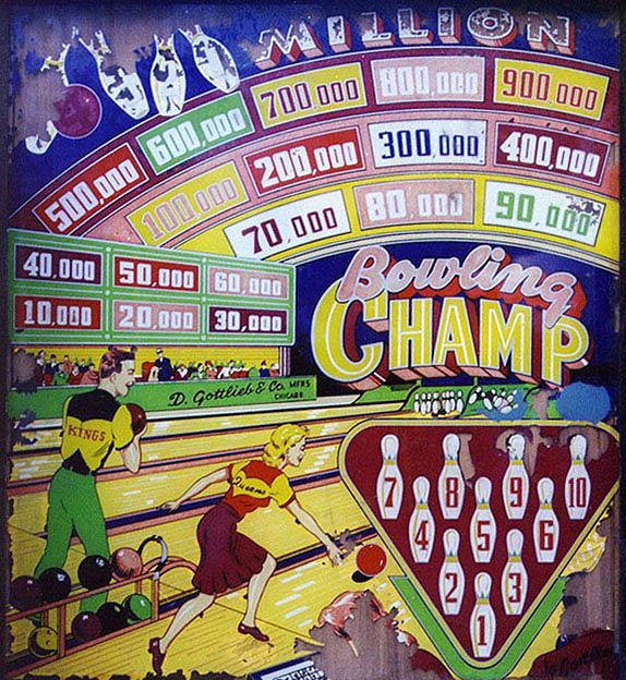 Bowling Champ is a classic pinball machine produced by Gottlieb in 1949. It's a fun and engaging game that simulates bowling.