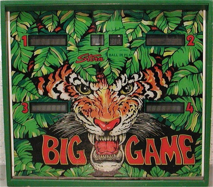 Big Game is a pinball machine designed and produced by Stern Electronics, released in 1980. Known for its unique playfield layout and jungle safari theme, it was well-received for its innovative features and gameplay.