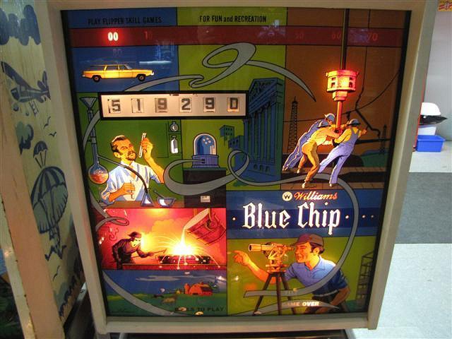 Blue Chip is a pinball machine produced by Williams in 1976. It is themed around the stock market and has an electromechanical (EM) design.