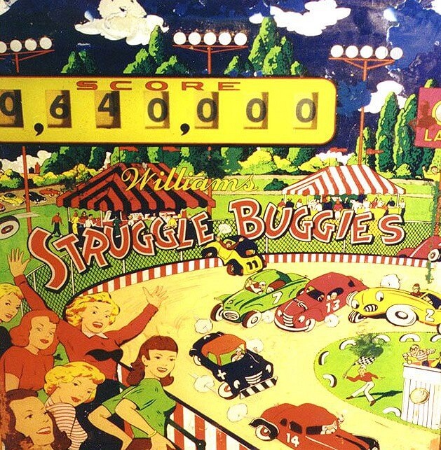 Struggle Buggies is a vintage pinball machine created by Williams in 1953, featuring an engaging and challenging gameplay that captures the essence of early pinball gaming.