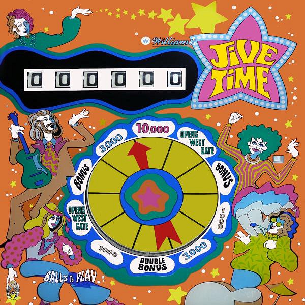 Jive Time is a classic electro-mechanical pinball machine developed by Williams in 1970. It features a 4-player setup and is known for its vibrant and colorful design, capturing the essence of the 1970s.