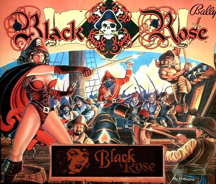 Black Rose is a pirate-themed pinball machine released by Bally in 1992. The game features a dynamic playing field with pirate ship battles, cannon shots, and multi-ball action.