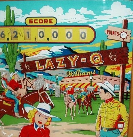 Lazy-Q is a pinball machine that was released by Williams in 1953. It features a Western theme centered around a cowboy saloon.