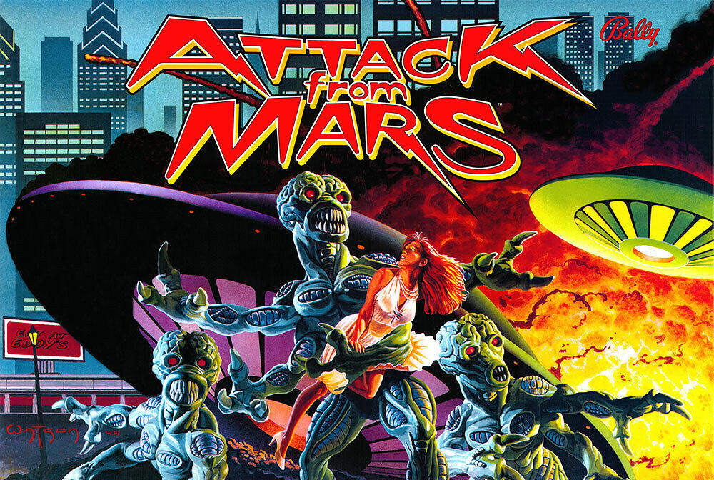 Attack From Mars is a popular pinball machine originally released by Bally in 1995. This remake by Chicago Gaming in 2016 revitalizes the classic with modern enhancements while maintaining the original theme and gameplay.
