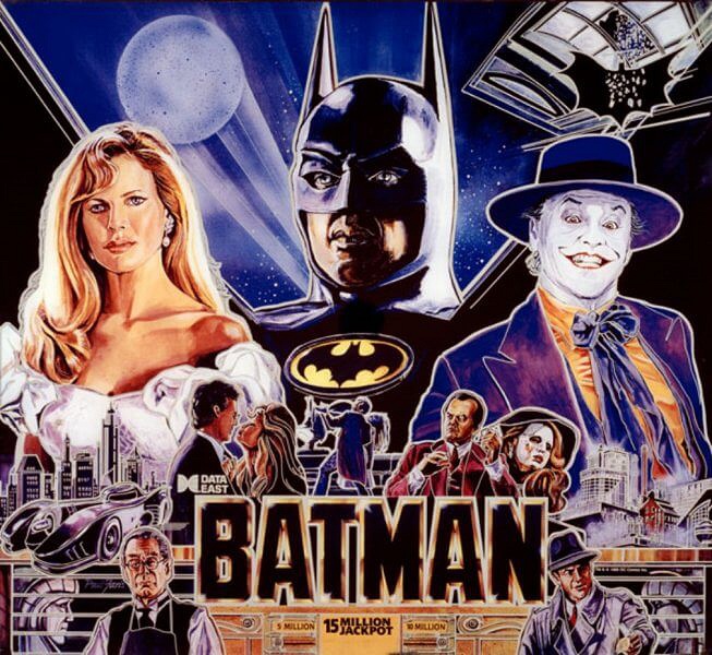 Batman is a pinball machine released by Data East in 1990, themed around the Batman movie from 1989 starring Michael Keaton and Jack Nicholson.