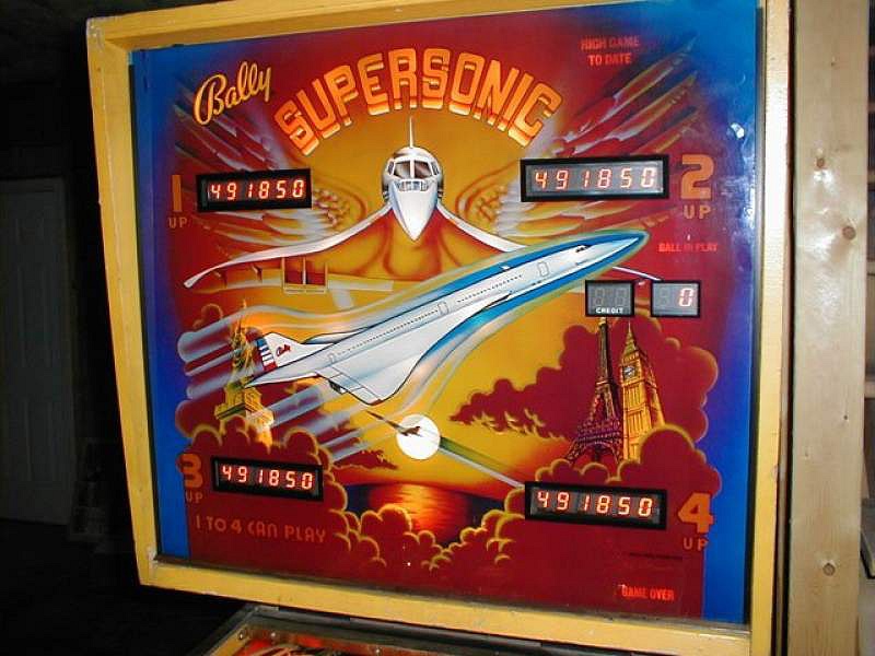 Supersonic is a pinball machine released by Bally in 1979, themed around the Concorde supersonic jet airliner.
