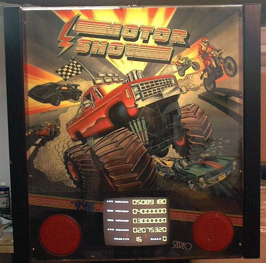 Motor Show is a pinball machine manufactured by Mr. Game, released in 1989. The game features an automotive racing theme with multiple playfield features that simulate a car race.