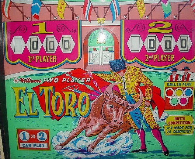 El Toro is a solid-state pinball machine released by Williams in 1963. It features a bullfighting theme.