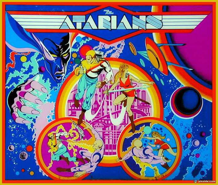 Atarians is a solid-state pinball game designed and produced by Atari, known for its distinctive four-player gameplay and vibrant depiction of the Atari logo and themes.