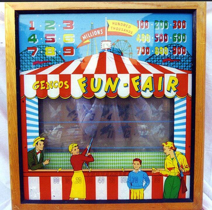 Fun-Fair is a vintage pinball machine released by Genco in 1958. This electromechanical game features a classic amusement park theme with various targets and bumpers.
