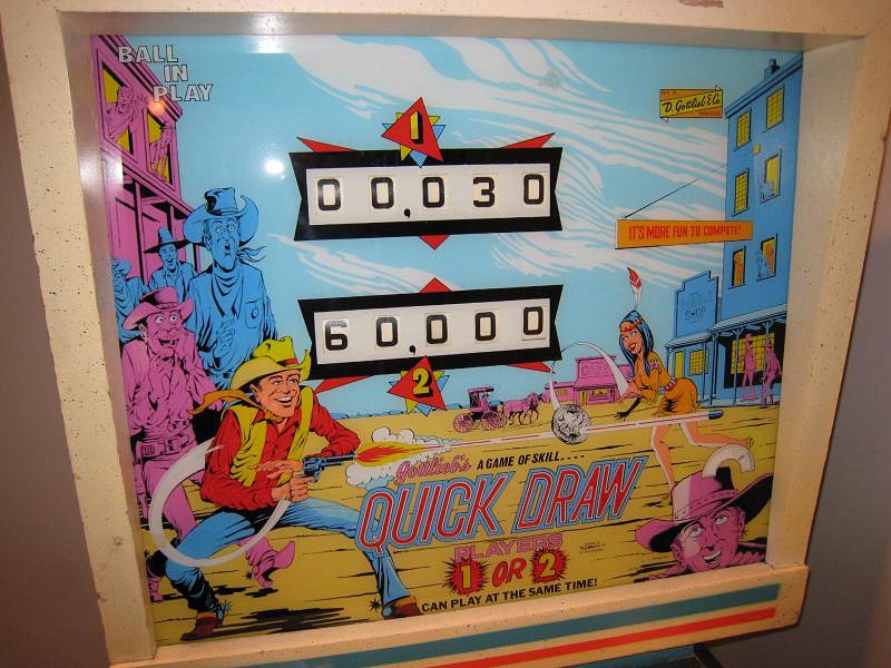 Quick Draw is a western-themed pinball machine released by Gottlieb in 1975. It features artwork resonant with the cowboy and outlaw themes of the American Old West.
