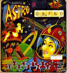 Astro is an electro-mechanical pinball machine released by Gottlieb in 1971. It features a space-themed design, typical of the era, which engages players with its dynamic playfield and vibrant artwork.