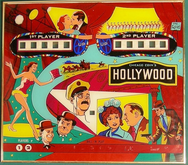 Hollywood is a pinball machine released by Chicago Coin in 1976. This machine features a vintage design typical of mid-70s pinball machines, capturing the glitz and glamour of Hollywood.