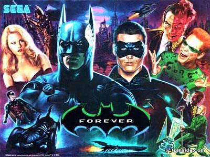 A pinball machine released by Sega in 1995, themed after the Batman Forever movie featuring characters and elements from the film.