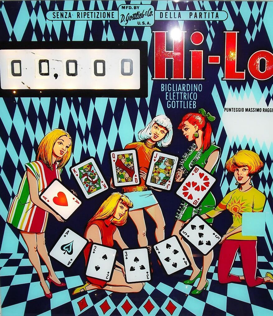 Hi-Lo is a pinball machine designed and manufactured by Gottlieb, released in 1969. This electromechanical pinball machine features a card game theme.