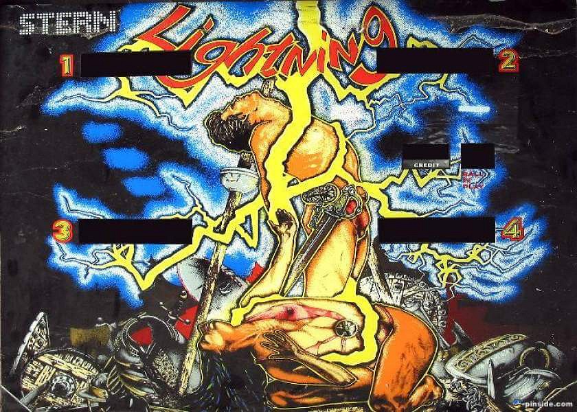 Lightning is a pinball machine released by Stern Electronics in 1981, featuring a fantasy theme with mythical creatures and elements.
