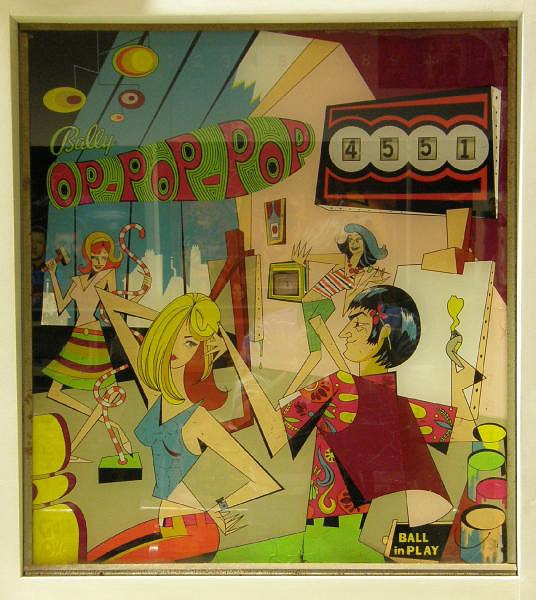 Op-Pop-Pop is a vintage electromechanical pinball machine created by Bally in 1969. It is known for its vibrant artwork and fun playfield features typical of the era.