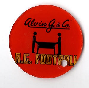 A unique pinball machine themed around American football, manufactured by Alvin G. & Co.