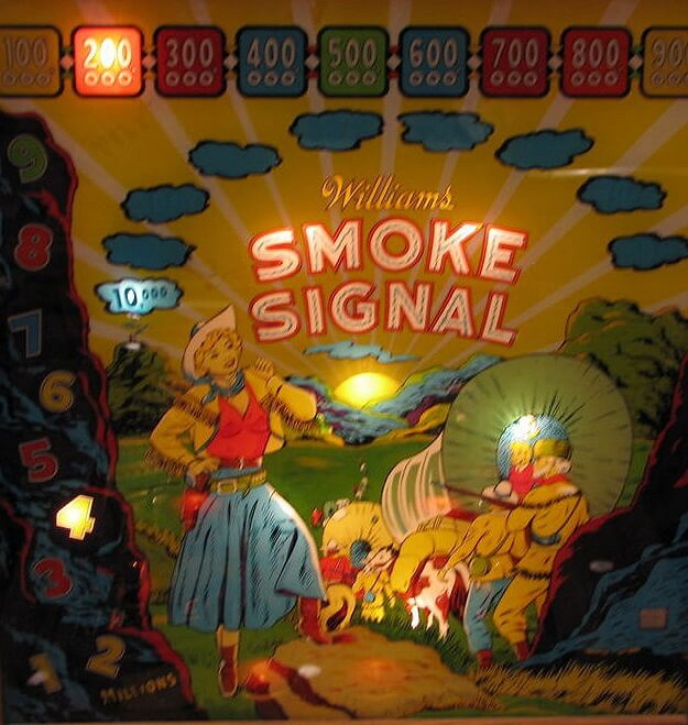 Smoke Signal is an electromechanical pinball machine released by Williams in 1955. It features a western-themed gameplay where players can enjoy the classic aesthetics and mechanics typical of the era.