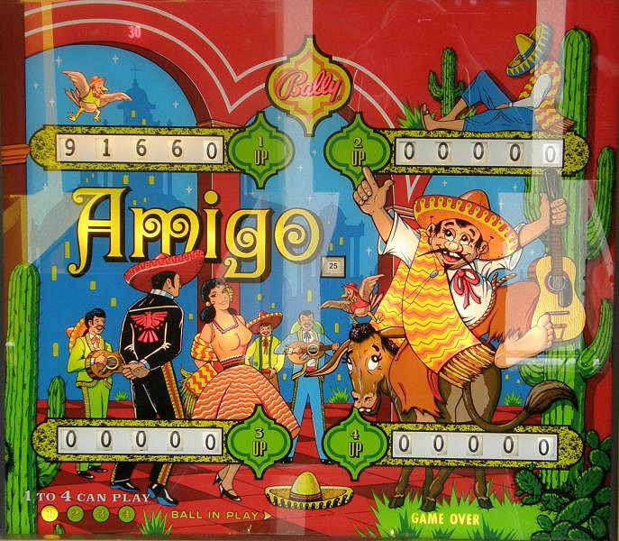 Amigo is a pinball machine manufactured by Bally in 1974. It features a western theme with vibrant artwork and engaging gameplay.