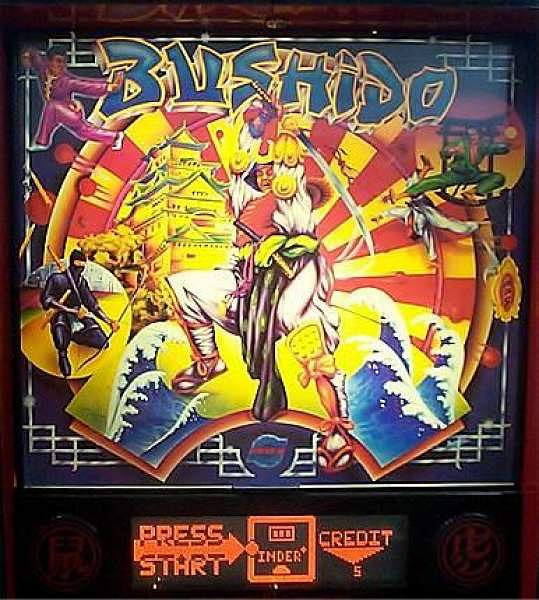 Bushido is a pinball machine released by the Spanish manufacturer Inder in 1992. It features a martial arts theme, drawing inspiration from Japanese Samurai culture, with distinct artwork and gameplay elements.