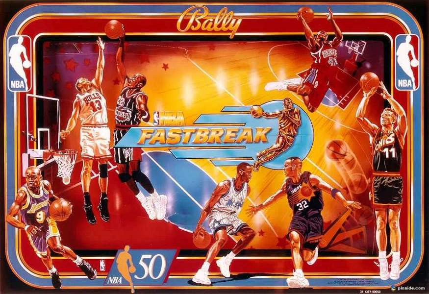 NBA Fastbreak is a pinball machine themed around basketball, featuring exciting gameplay that simulates a basketball match.