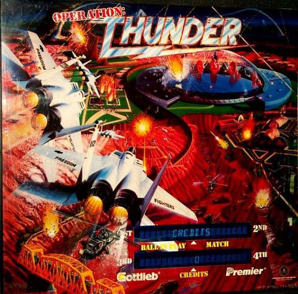 Operation: Thunder is a pinball machine designed by Jon Norris and released by Gottlieb in 1992. It features a military search-and-rescue theme.
