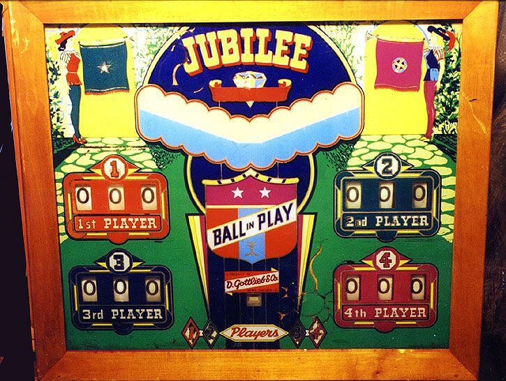 Jubilee is a vintage single-player pinball machine manufactured by D. Gottlieb & Co. Released in the mid-1950s, it is known for its classic design and mechanical gameplay, typical of the era.