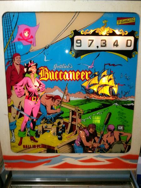 Buccaneer is an electro-mechanical pinball machine released by Gottlieb in 1976. The game features a pirate theme, filled with maritime and treasure elements.