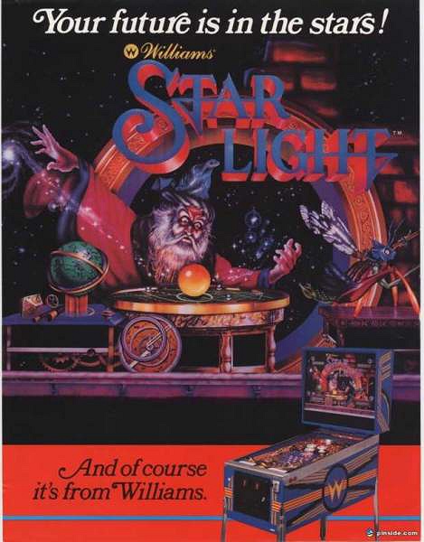 Star Light is a pinball machine produced by Williams in 1984. It is known for its unique playfield design and vibrant, cosmic theme.