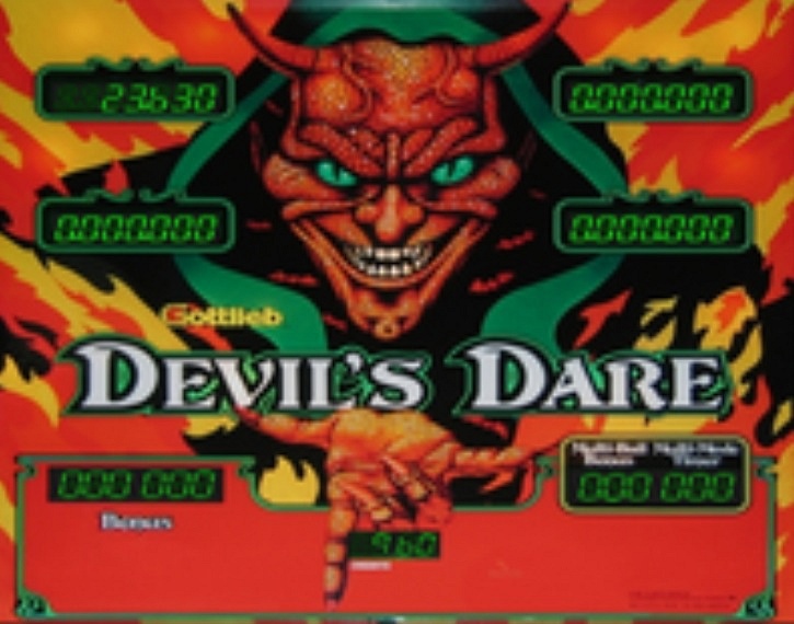 Devil's Dare is a pinball machine released by Gottlieb in 1982. It features a horror theme with artwork depicting various monsters and daring challenges.