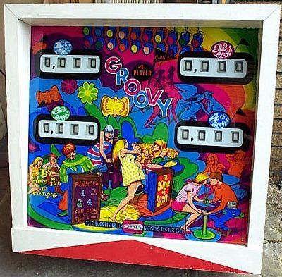 Groovy is a single-player electro-mechanical pinball machine released by Gottlieb in 1970. It features a vibrant thematic design, characteristic of the era.