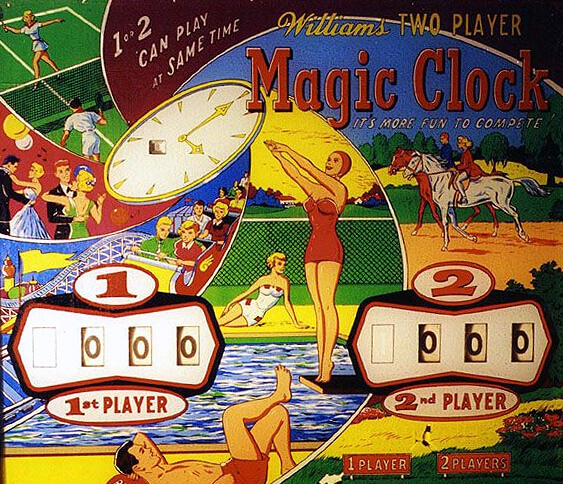 Magic Clock is an electro-mechanical pinball machine released by Williams in 1960. This game featured whimsical clock-themed graphics and was designed to provide entertainment through mechanical scoring and gameplay features.