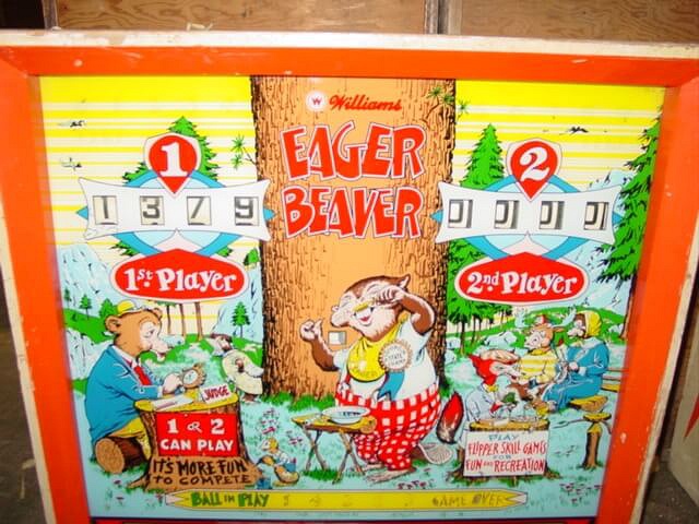 Eager Beaver is an electro-mechanical pinball machine released by Williams in 1965. It features a classic design typical of mid-1960s pinball games, with vibrant artwork and engaging gameplay.