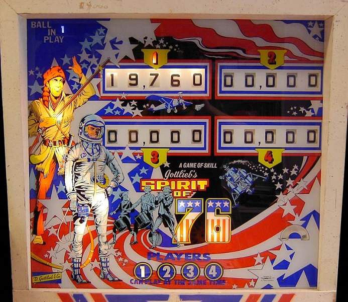 Spirit of 76 is a classic electro-mechanical pinball machine by Gottlieb, celebrating the United States Bicentennial.