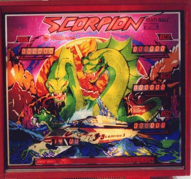Scorpion is a pinball machine released by Williams in 1980. It is known for its unique playfield layout and engaging gameplay.