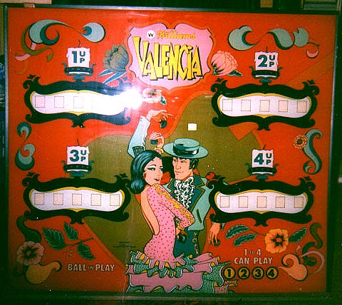 Valencia is a pinball machine produced by Williams in 1975. It features a classical theme and is known for its vibrant artwork and engaging gameplay typical of the mid-70s era.