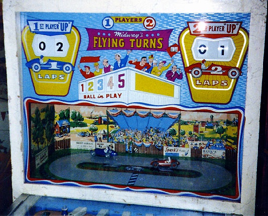 Flying Turns is a pitch-and-bat pinball machine released by Midway in 1964. It features a baseball-themed game play where players aim to achieve home runs.