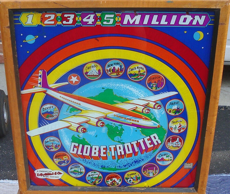 Globe Trotter is a pinball machine created by Gottlieb in 1951. It features a travel theme with various modes set in different countries, inviting players to rack up points as they 'travel the globe'.