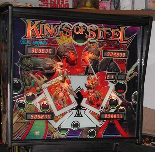 Kings of Steel is a solid-state pinball machine produced by Bally Manufacturing Corporation, known for its knight and medieval theme.