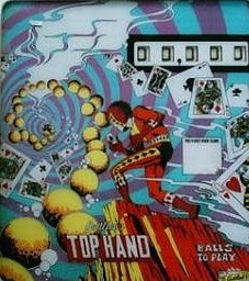 Top Hand is a pinball machine released by Gottlieb in 1973, themed around the card game of poker. It features a horseshoe-shaped upper playfield area and drop targets that represent a poker hand.