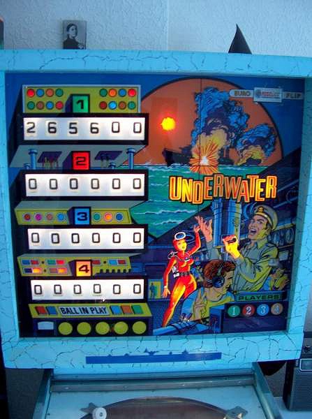 Underwater is a pinball machine developed by Recel in 1976, featuring an aquatic theme.