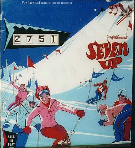 Seven Up is an electro-mechanical pinball machine designed and produced by Williams in 1969. This game is themed around the popular card game and offers players classic pinball action with a focus on achieving bonuses through card combinations.