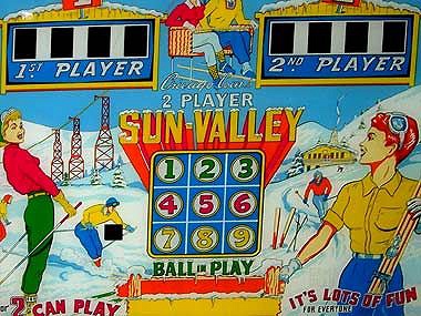 'Sun Valley' is a vintage pinball machine released by Chicago Coin in 1962. Known for its iconic artwork and mechanical features that evoke the vibrant spirit of the era.