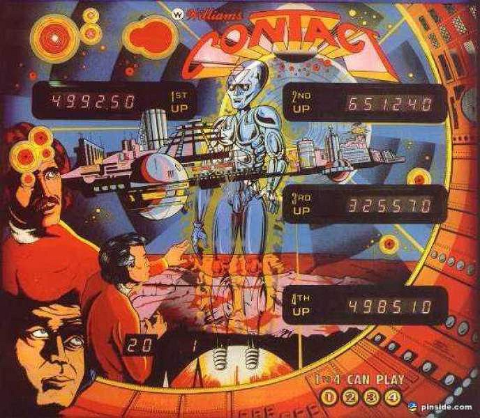 Contact is a pinball machine released by Williams in 1978. It features a space-themed design and gameplay that involves activating and hitting various targets to score points.