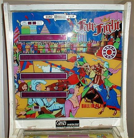 Fair Fight is a pinball machine released by Recel in 1978. Known for its engaging gameplay and vibrant artwork typical of the late 1970s.